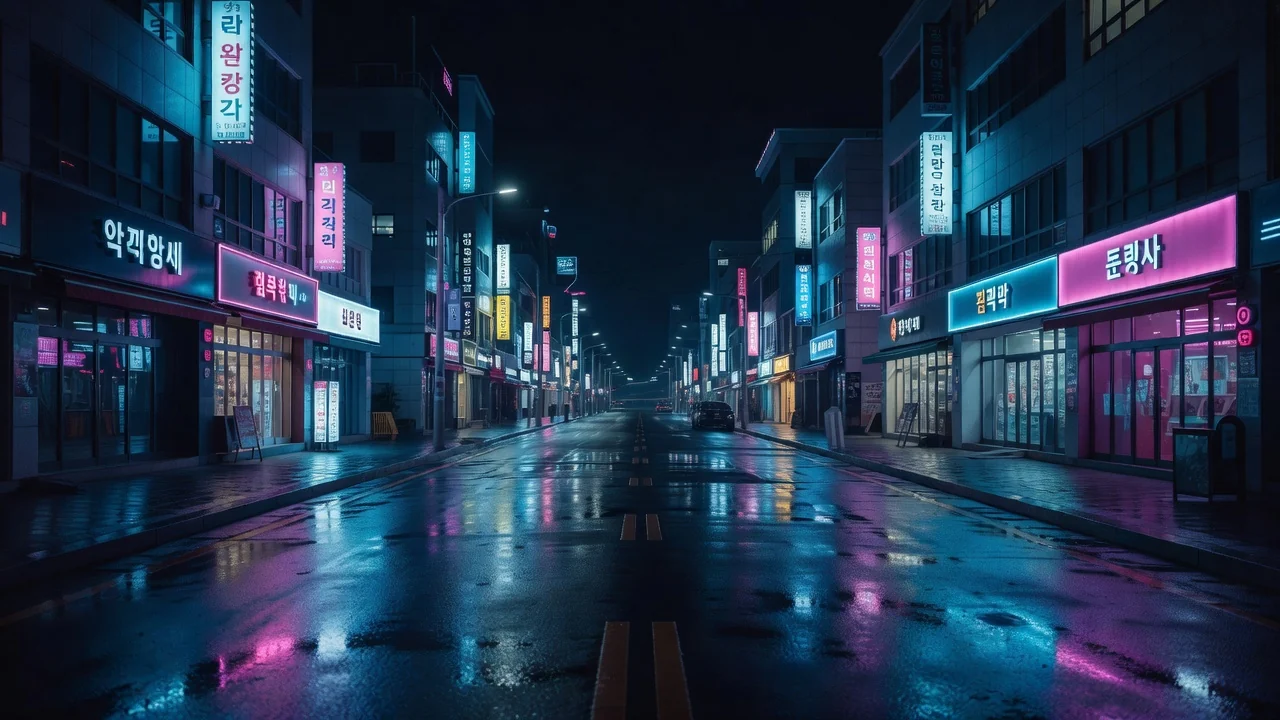 밤의 도시 거리 전경